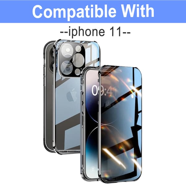 Privatliv dobbelt magnetisk etui til iPhone 11 sort sort