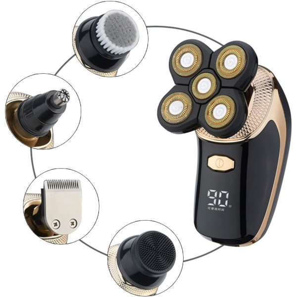 Elektriska rakapparater fory Rr Men 5 i 1 Bald Men Gold Grooming Kit