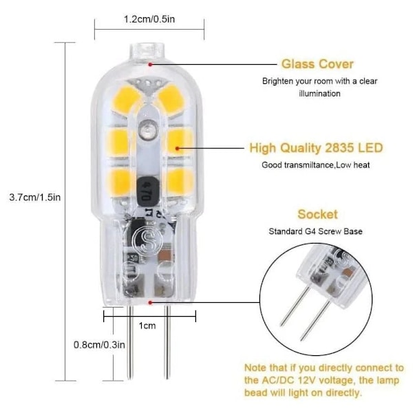 Varmvit 3000K G4 LED-lampa, Ej Dimbar 20W Halogen Ekvivalent, Energibesparande 360° Strålvinkel För Uteplats Gräsmatta Belysning (5-pack)
