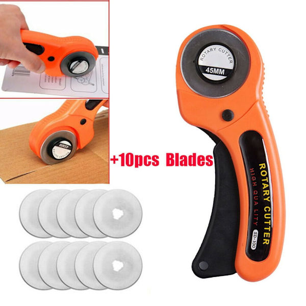 Rotary Fabric Cutter, Loop Handle Design Razor Sharp Blade 45mm Rotary Cutting Tool with Precision Engineering, Sewing Rotary Cutter for Quilting
