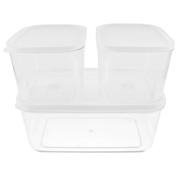 Förvaringsbehållare för frukt och grönsaker, 3-pack vit