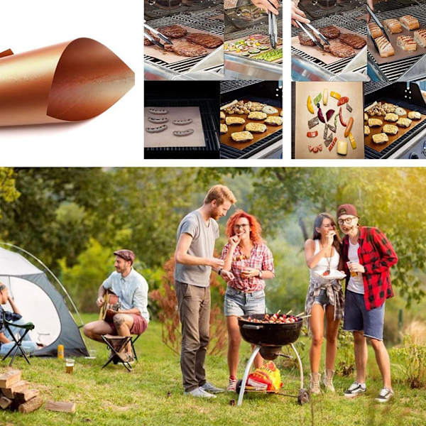 Grillmatta, non-stick Teflon grillmattor, återanvändbara