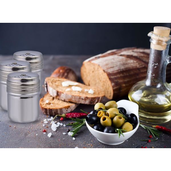 Sæt med salt- og peberbøsser, 3 dele, rustfrit stål, 3 størrelser