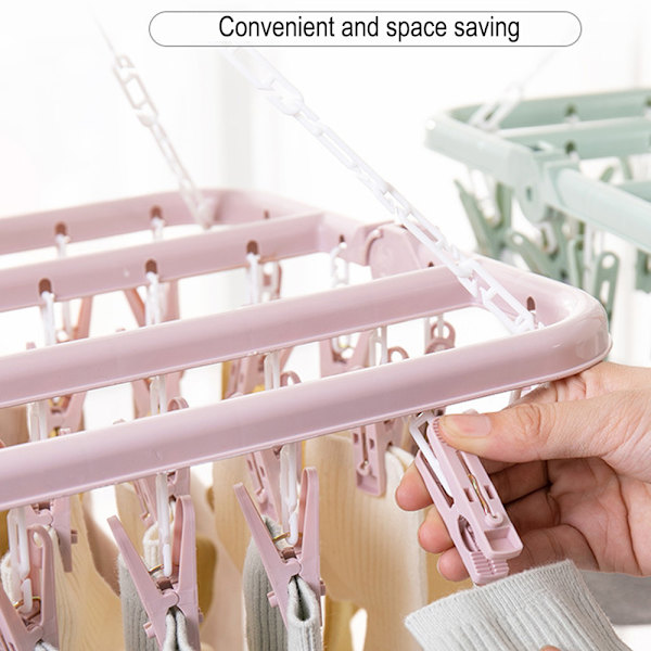 Sock Dryer Klädställning, Fällbar Klädställning med 32 Klämmor