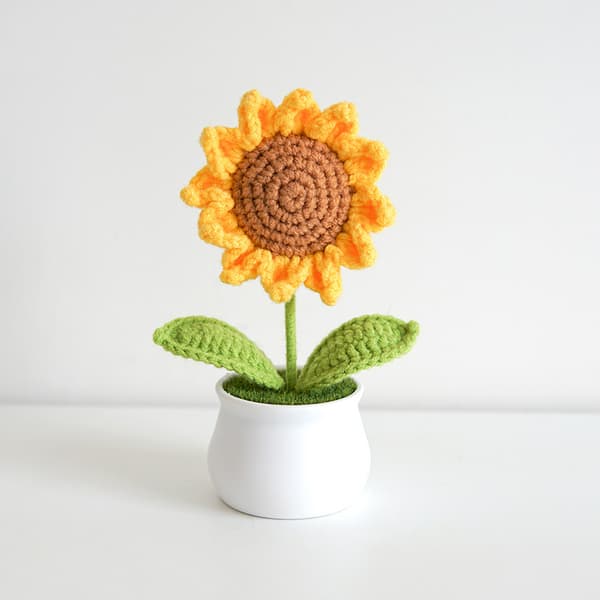 Solros, imitation grönska Handgjord DIY Solros Mini ullgarn
