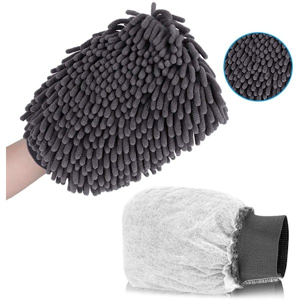 Mångsidig Mikrofiber Biltvättshandske, Högdensitets Caterpillar-trådar, Bekväm Elastisk Manschett, Dubbelsidig för Förbättrad Rengöring, Lämplig för Alla