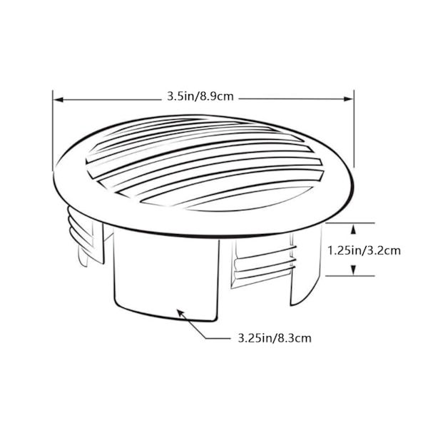 3,5 tuuman / 8,89 cm:n ilmavirtausventtiilin kansi 316 ruostumatonta terästä pyöreä ruostesuojattu matkailuautoille, asuntovaunuille, veneille ja jahdeille