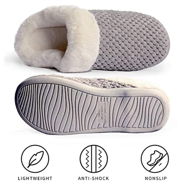 Kvinners tøfler, komfortable, varme, slip-on, plysj