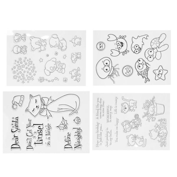 4 ark Animal Silicone Seal Clear Utsökt Präglingsmapp för DIY Scrapbook Papperskort Fotoalbum