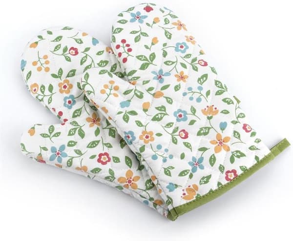 Quiltade bomulls grytlappar med lättskött underhåll, stilfulla tryck för ditt kök, halkfri design, mjukt ventilerande foder, 1 par
