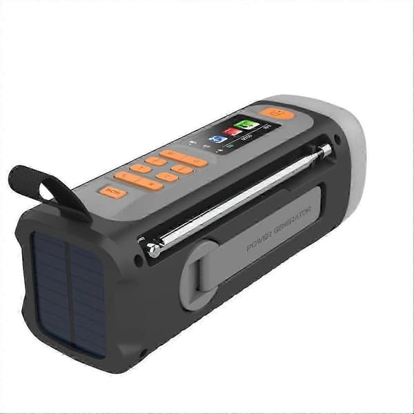 4500mAh Nødradio FM/Bluetooth med USB/Solcelle/Sveivedynamo, Ny 2026