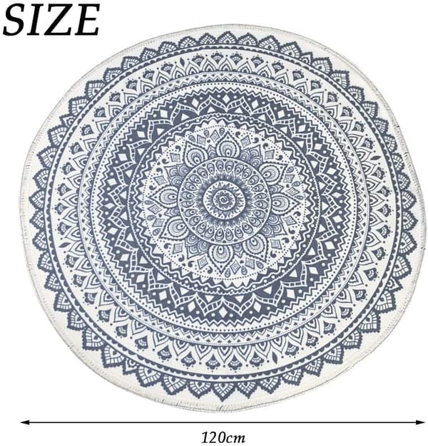 Väderbeständig Tålig Matta av Polyesterfiber med Mandala-design för Boho-interiörer