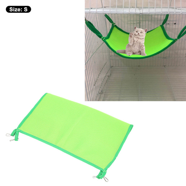 Pet Cage Hammock Breathable Cool Hanging Pet Summer Mesh Bed for Cat Guinea Pig HamsterGreen 32x32cm