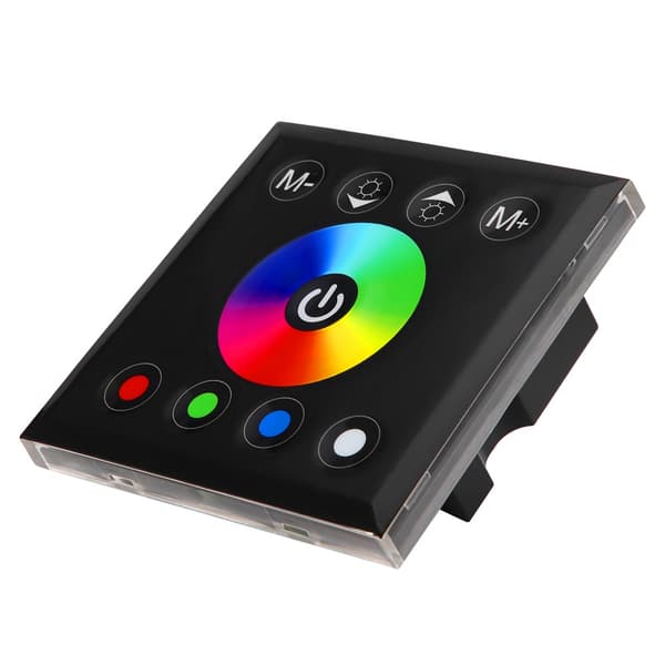 Vægmonteret Farverig RGBW LED Touch Panel Controller Lysdæmperkontakt til LED Strip Lys Sort