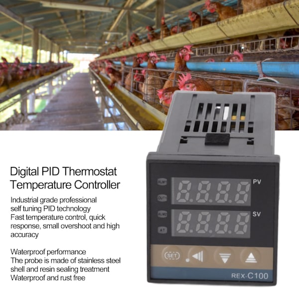 Digitaalinen PID-termostaatti lämpötilansäädin Pitkä 100V-240V ja 3,3ft M6 Imperial K-tyypin termoelementti relemoduuli 25A