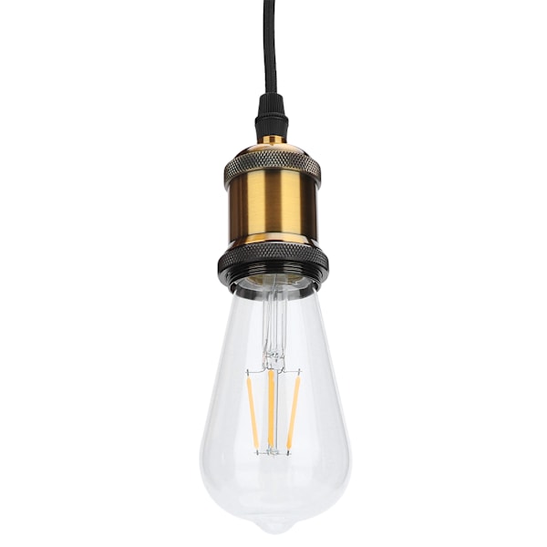 LED E27 85-265V Pendellampa Vintage Stil Hängande Lampa med 4m Strömkabel (guld koppar)