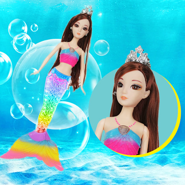 Dreamtopia Rainbow Light havfrue-dukke med lysshow, badeleke,