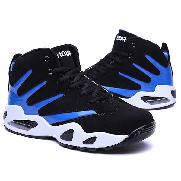 Men's shoes autumn and winter basketball shoes men's sports shoes high-top blue shoes black blue 39