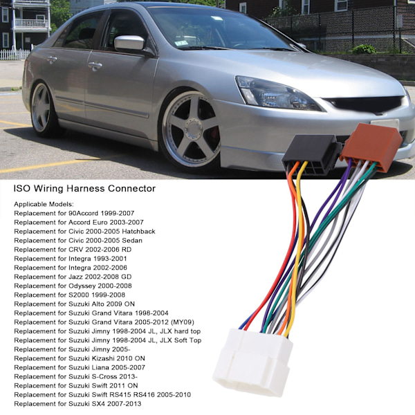 ISO-kabeladapter til bilradio, udskiftning af stereostik til Accord 1999-2007