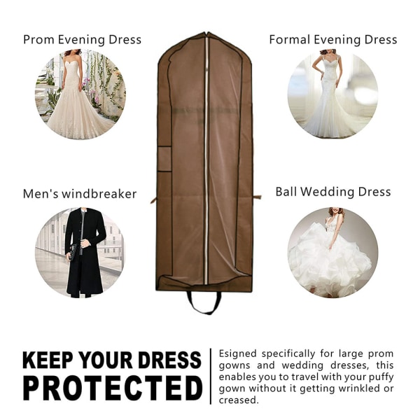 Beklædningstaske til lange brudekjoler Cover Protector Tasker Foldab