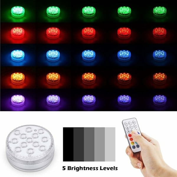 Solrosdesign: Sänkbara LED-lampor, vattentäta, med fjärrkontroll, idealiska för badkar, pooler, trädgårdar, har automatisk blinkning