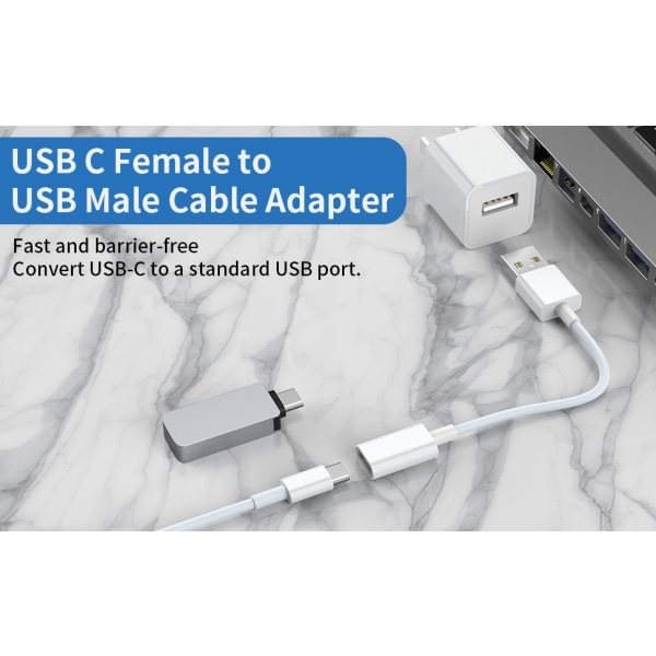 USB C hun til USB han adapter (3-pack), type C til USB A
