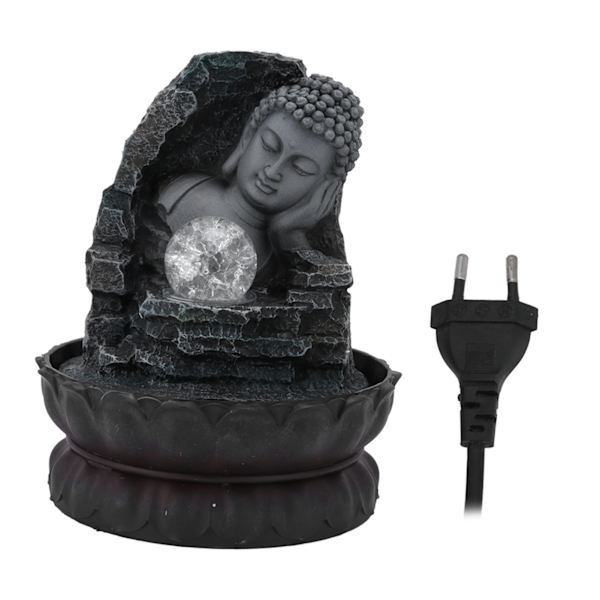 Harpiks Vandfontæne Ornamenter Sovende Buddha Statue Indendørs Vandlandskab Hjemmeindretning Gave EU Stik 220V