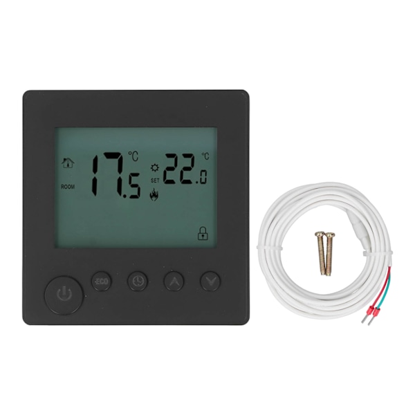 Digital termostat 4500W høj effekt elektrisk gulvvarme temperaturstyring termostat til kontor indkøbscenter AC 90V til 240V sort