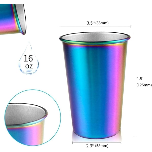 Regnbågsdricksglas, Metallisk Regnbågsskimmer, Giftfria BPA-fria, Elegant Modernt Utseende för Inomhus- och Utomhusdrycker, Set om 5, Skimrande