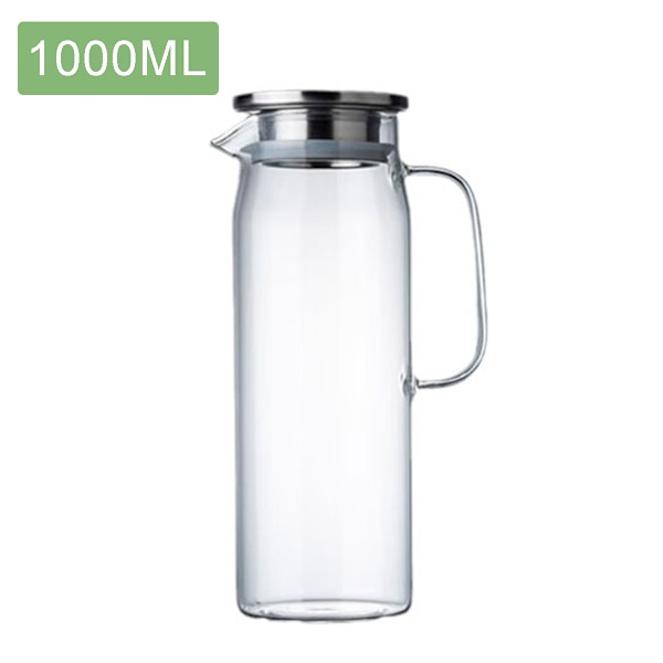 Liter glaskaraff, vattenkaraff, med lock, transparent