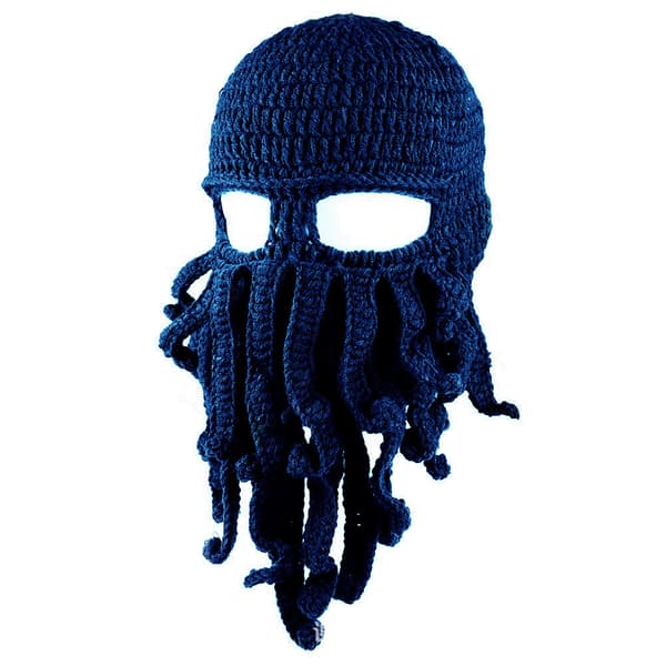 Rolig riddarmössa med skägg handstickad för vinter, cosplay,