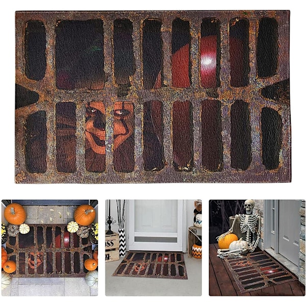 Läskiga Halloween Välkomst Dörrmattor, 3D Rutig Dansande Clown Tema, Halkfri Matta, Perfekt Inomhus Utomhus Golvmatta för en Spöklik Entré