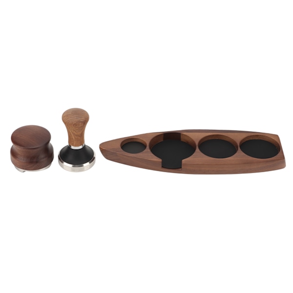 3 stk. Kaffekværn Tamper Holder Valnød Træ Gummi Rustfrit Stål Bådformet Fordeler Stativ Kaffe Tilbehør Til 58mm Base 58mm Tamper 58mm