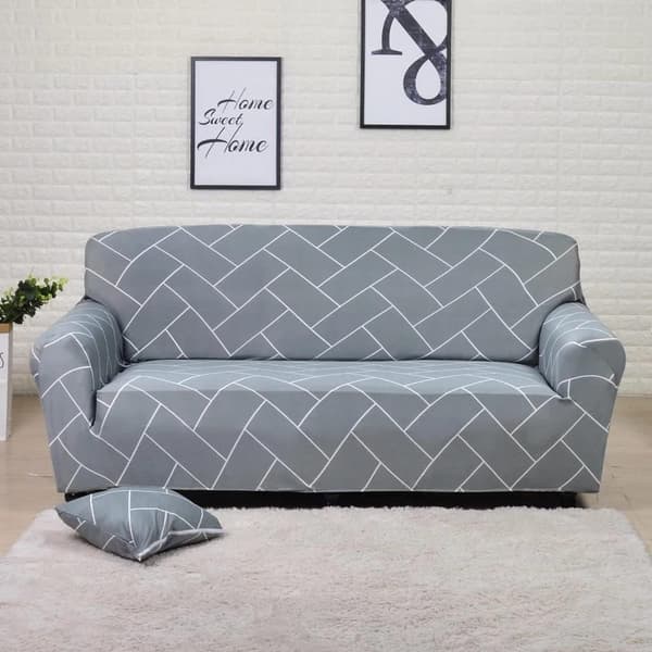 Trykt sofatrekk, sklisikker møbelbeskytter, elastisk seksjonssofadeksel, sofaputetrekk i polyester for 1-4 seters sofaer, full dekning