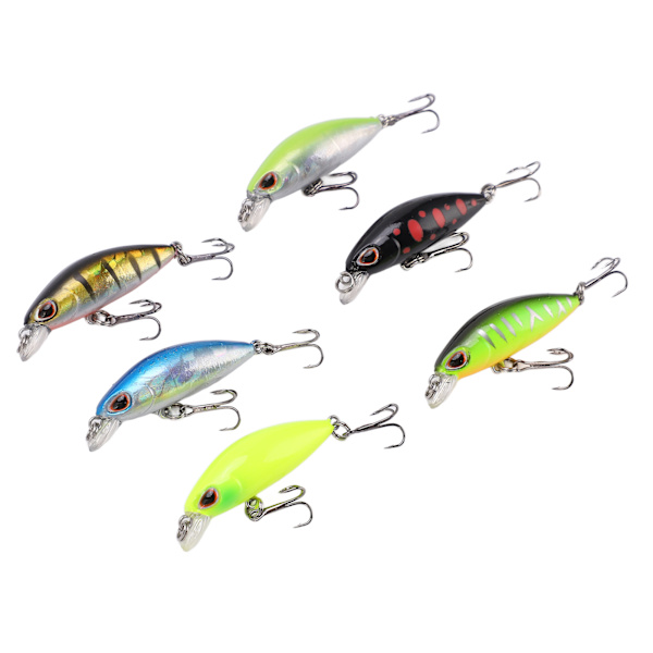 6 st artificiella minnow fiskedrag Slow Sinking fiskedrag för bas sötvatten 6 färger 2g