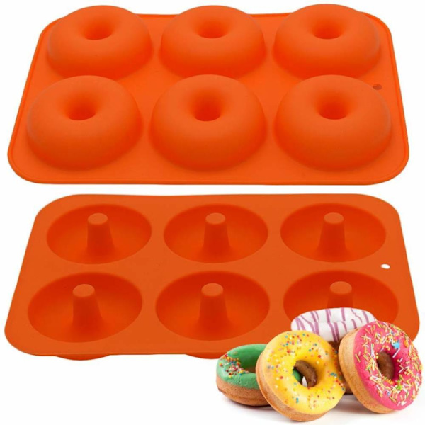 Donut silikonformar, non-stick silikon munkar, bakform bakverk formar donut formar för 6 munkar, bagels, muffins, 3 pack 6 hålrums munkar bakning