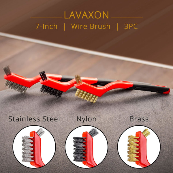 Lavaxon set 3st - Nylon/Mässing/Rostfritt stål Bristl