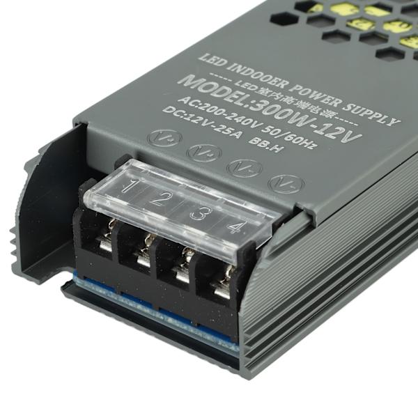 Led-strömförsörjning AC200-240V DC12V 300W lågspänningstransformatoradapter för inomhus- och utomhus-LED-lampor