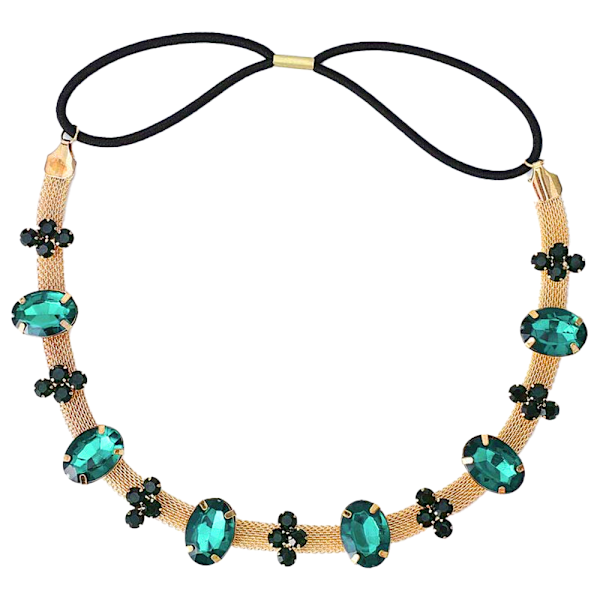 Krystal Rhinestone Hovedkæde Vintage Elastisk Hårbånd Hovedbånd