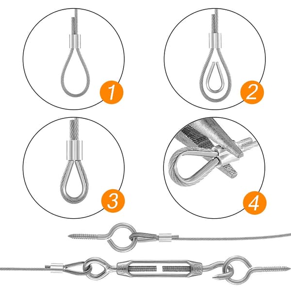 Wire Rope Kit til udendørs projekter, galvaniseret rustfrit stålkabel 304 til havehegn, bardunsæt, stærkt og robust multifunktionskabel