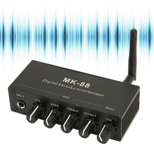 6,5 mm Karaoke Mixer Aluminiumlegering Dubbel Mikrofoningång Bärbar Digital Karaoke Reverberator för DJ Musik Scen KTV