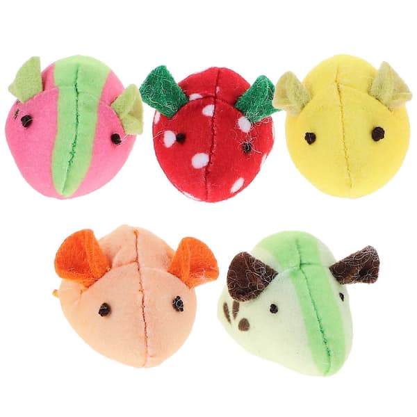 Fruktmöss kattleksaker plyschmus för inomhuslek 5-pack interaktivt set