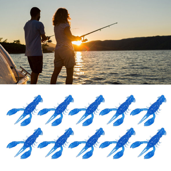 10pcs Soft Fishing Lure Crawdad Bait PVC Shrimp Artificial Soft Lure Baits for Bass FishingBlue A Pack of Ten