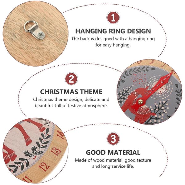 Jul-nedräkningskalender i trä med klockdesign, 2-pack