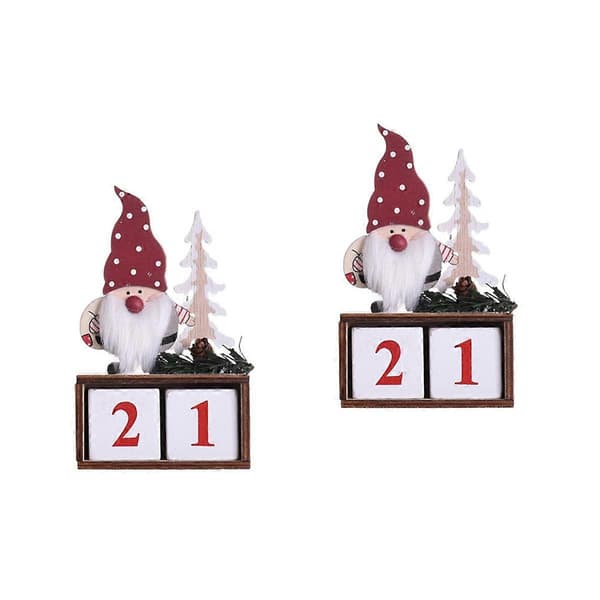 Julkalender i trä för skrivbord, evighetskalender, 2-pack