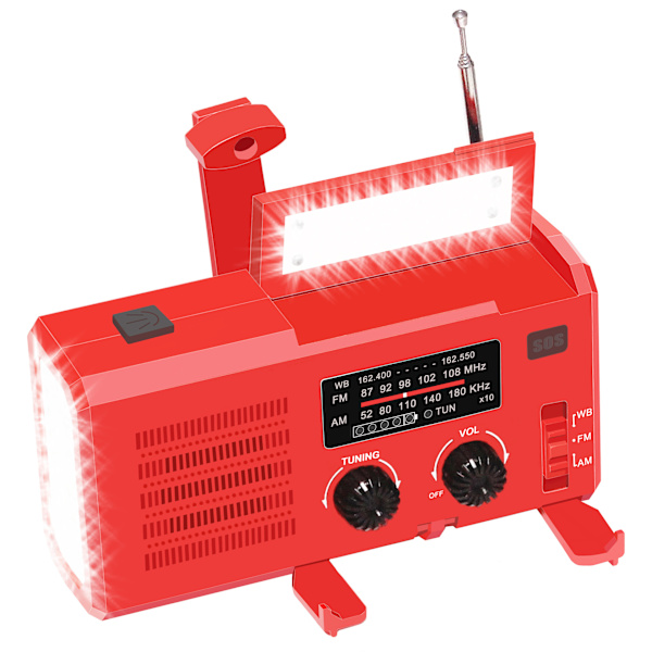 Solcelledrevet radio, nød AM/FM-radio oppladbar dynamo