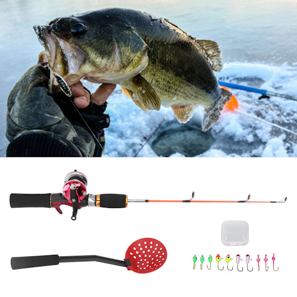 Vinterfiskespö Fiske Rulle med Fiske Linje Isfiske Krok Is Skopa Kombination Utrustning Set för Utomhus Fiske