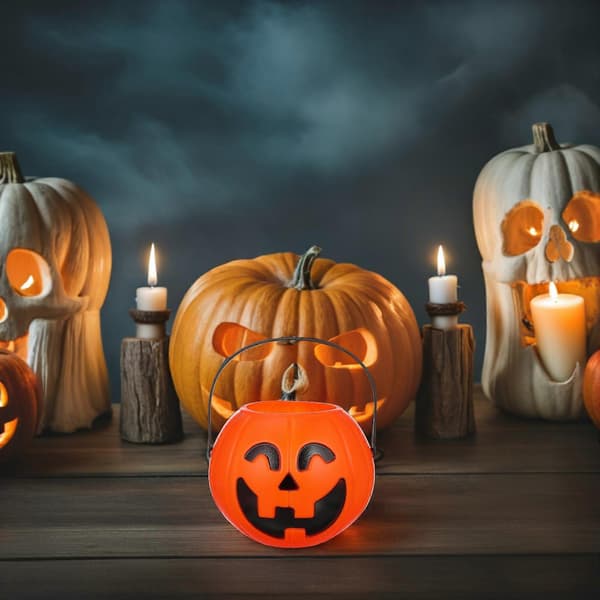 Plastgresskarbøtte Halloween-lampe til Halloween-fest