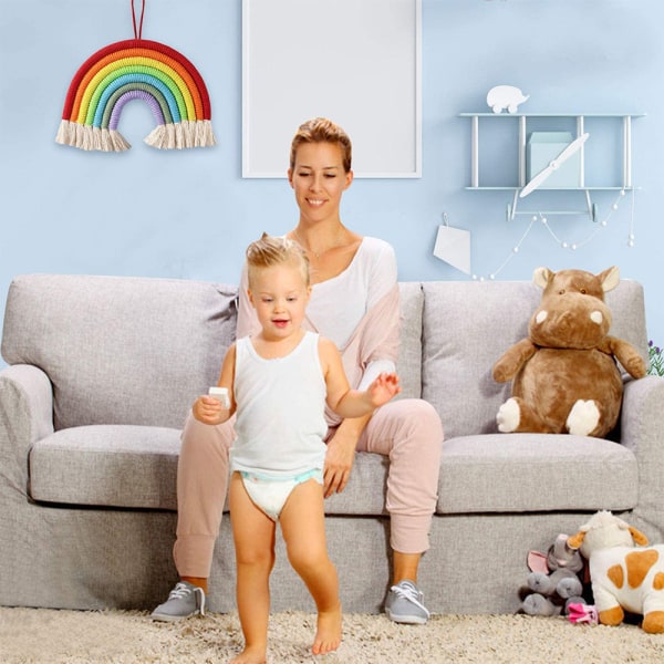 Macrame Rainbow Veggoppheng for barnerom på soverommet