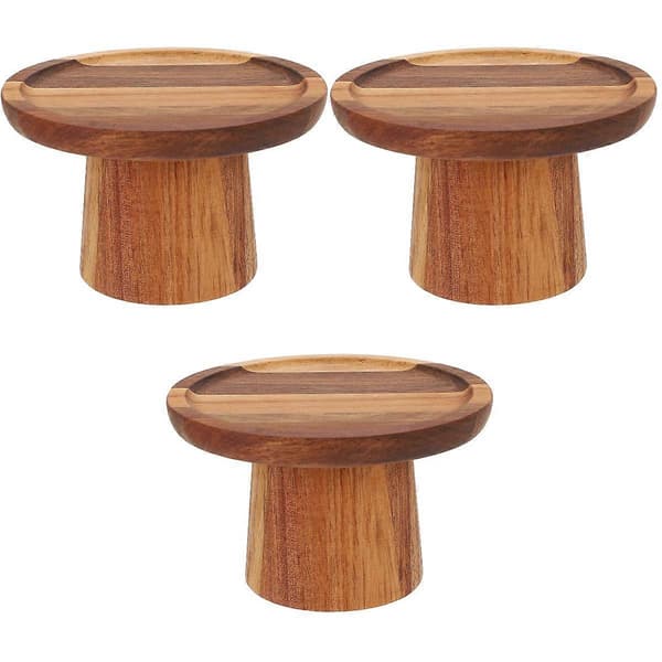 Tårtställ för hemmabruk, 3-pack träbrickor för cupcakes